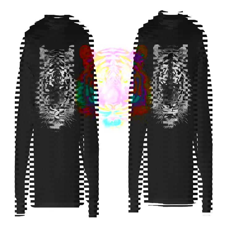 Tigre Arte Zoo Colorido Animal Tigre Camiseta de manga larga Ideas de regalos