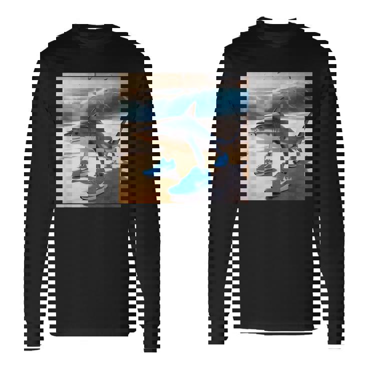 Tralalelo Tralala 面白いサメ イタリアのブレイン ミーム グラフィック 長袖Tシャツ ギフトのアイデア