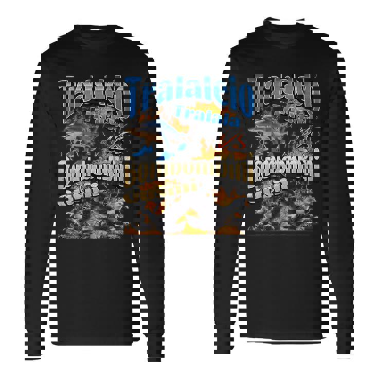 Tralalelos Bombombini Divertido Italiano Brainrot Meme Gráfico Camiseta de manga larga