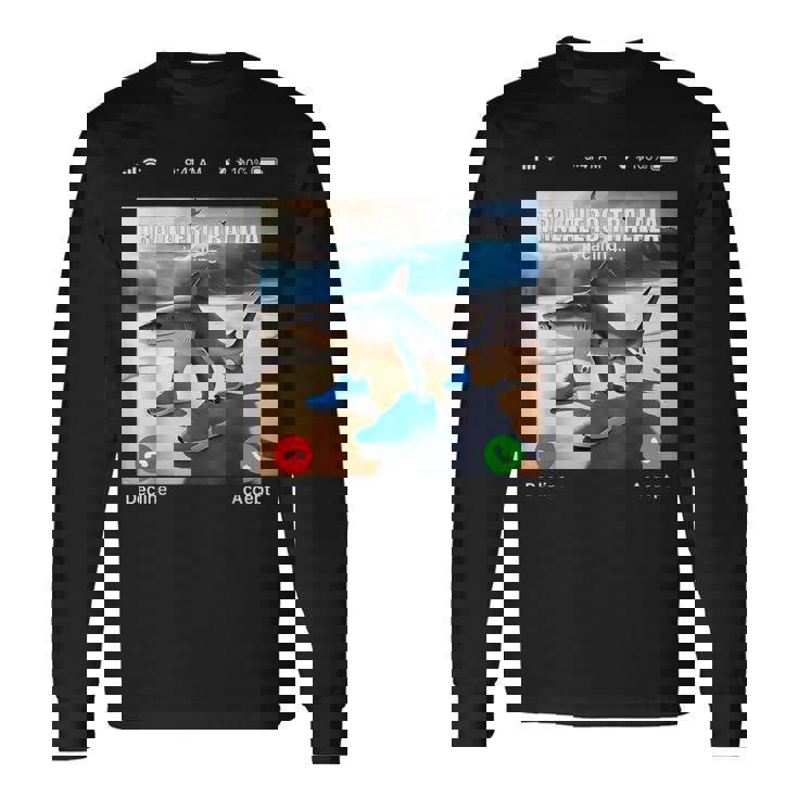 Tralalero Tralala イタリアンブレインロットミーム 電話ミーム 長袖Tシャツ