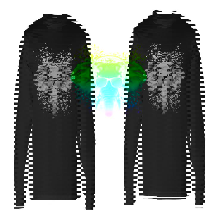 Trippy Dj Cadeau Pour Ravers Techno House Éléphant Psychédélique T-shirt à manches longues