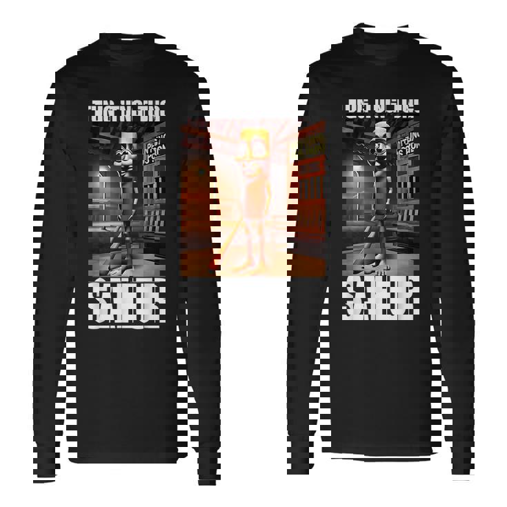 Tung Tung Tungahur-イタリアのブレインロットミーム 長袖Tシャツ