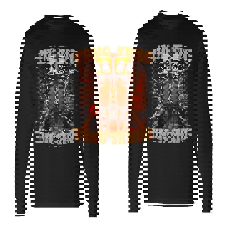 Tung Tungahur 面白い イタリアン ブレイン ミーム トゥン トゥン サフール 長袖Tシャツ