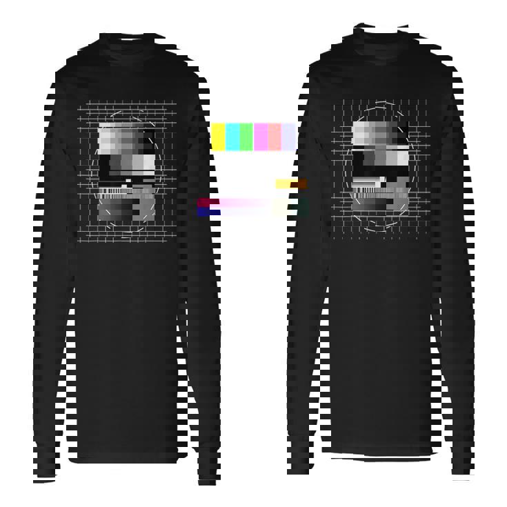 Tvテストパターン カラーバー テストカード スクリーン 懐かしいオタク 長袖Tシャツ