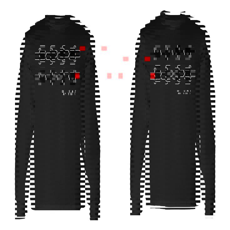 Up Up Down レトロゲームコンソールチートコード 長袖Tシャツ