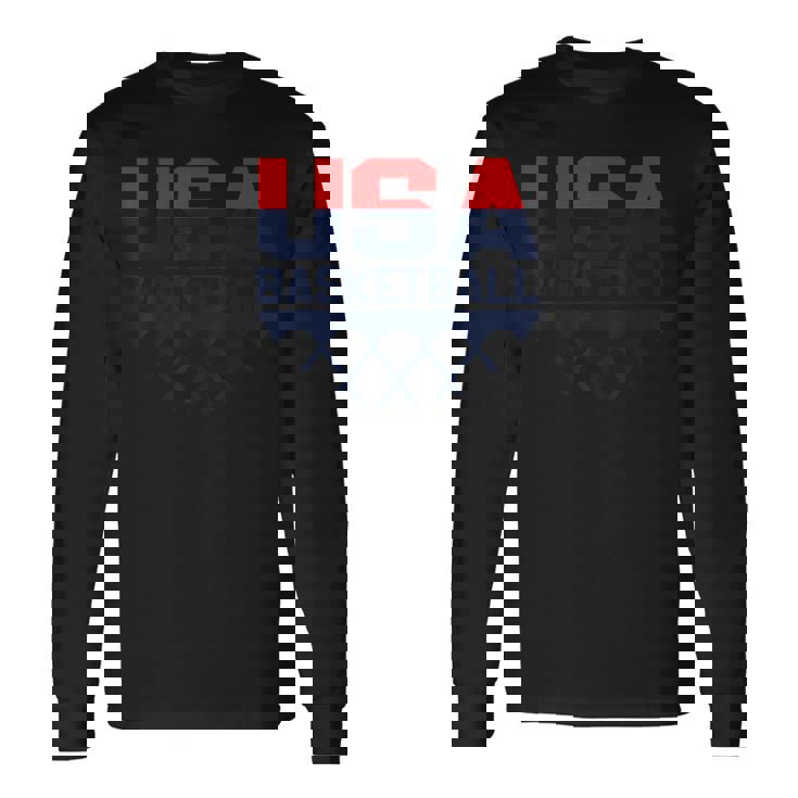 Usaチームスポーツバスケットボール 長袖Tシャツ