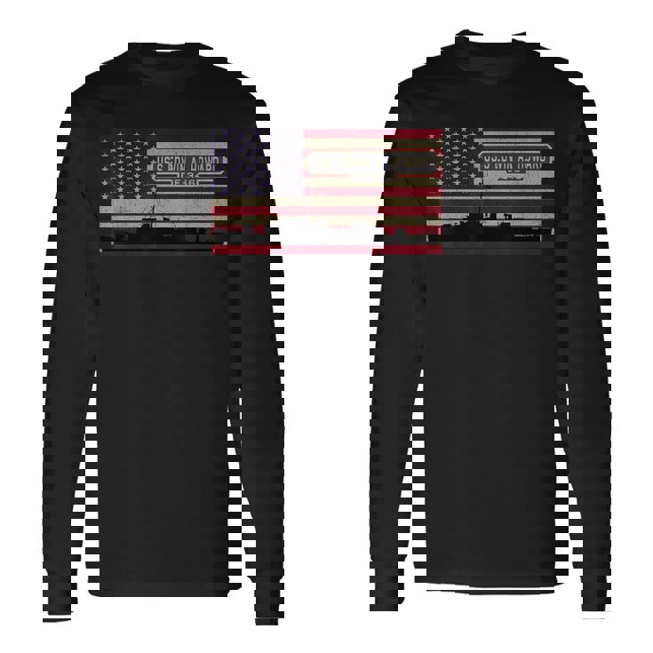 Uss エドウィン A ハワード De-346 船舶図 アメリカ国旗 長袖Tシャツ