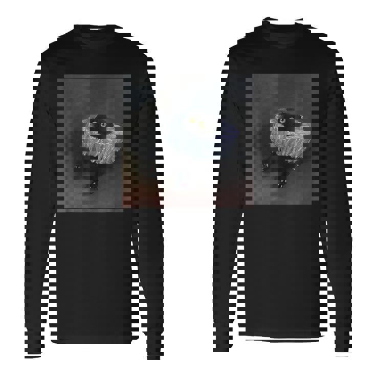 Vanessatockardによる面白い黒猫の絵。 長袖Tシャツ