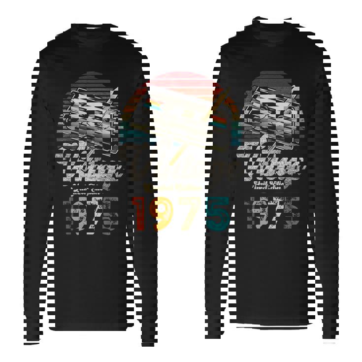 Vintage 1975 Cumpleaños 50 Años Cassette Lápiz Camiseta de manga larga