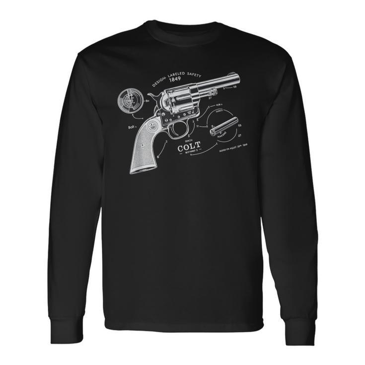 Vintage Patent Print 1839 Revolver Western Gun Camiseta de manga larga
