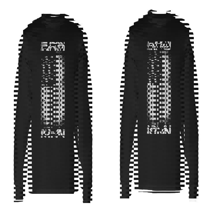 Vintage Usa Flag Fear God Not Man 長袖Tシャツ