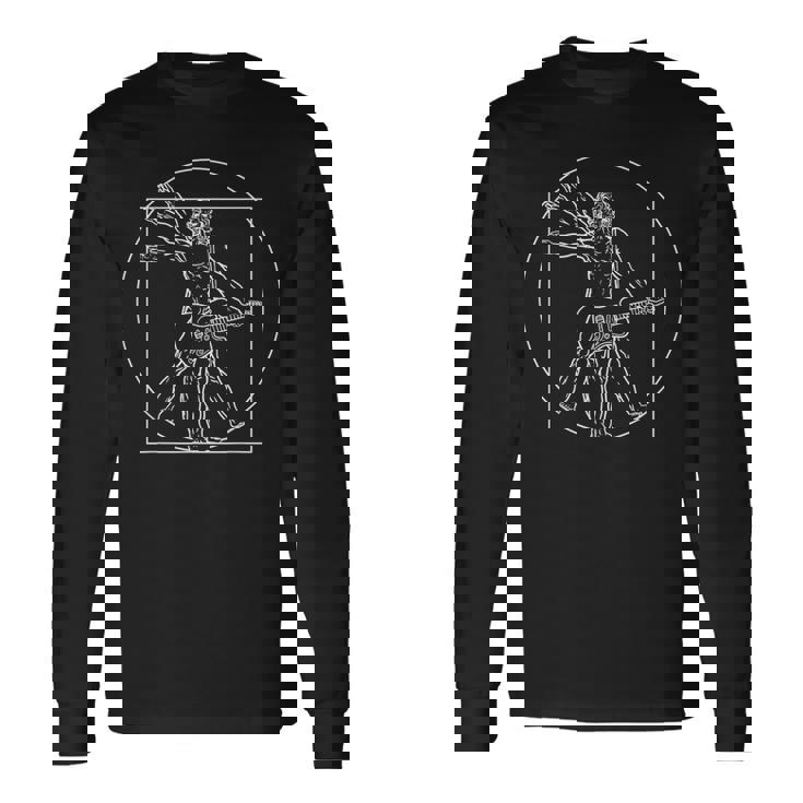 Vitruvian Man ギターロッカー ダヴィンチ ギタリスト 長袖Tシャツ