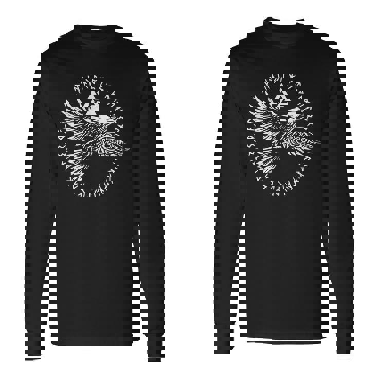 Walhalla Raven Odins ルーンズ ノルディック コンパス バイキング 長袖Tシャツ