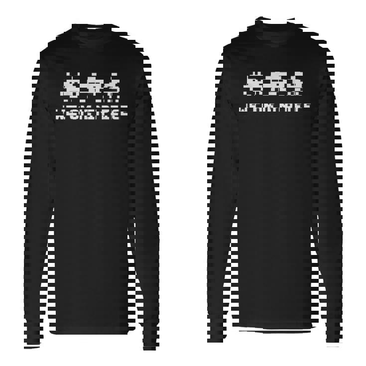 We Come In Piece レトロゲーム 90年代アーケードゲームピクセルアート 長袖Tシャツ