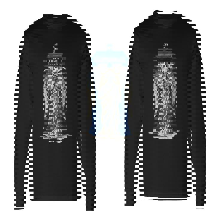 Weeping Angel With Blue Police Box 1 Fan Fun Long Sleeve T-Shirt