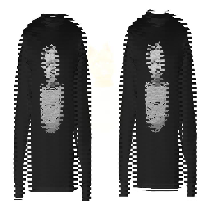 Westie ホワイトハイランドテリアポケット 犬の飼い主用 長袖Tシャツ