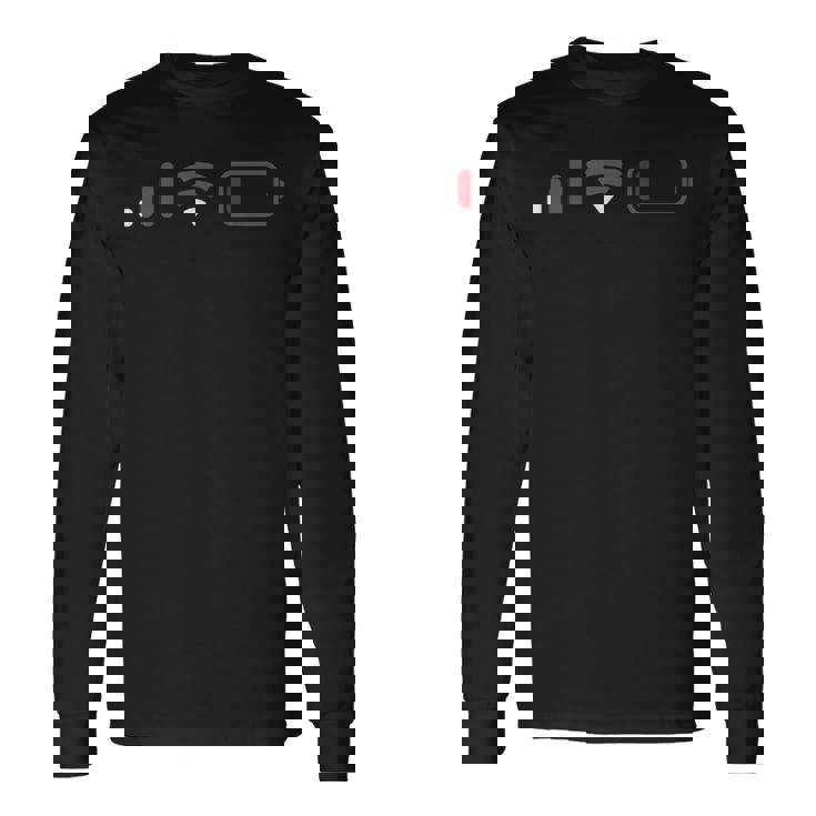 Wi-Fi ワイファイ スマホ 電波 悪い バッテリー 切れ 電池切れ 電池残量イラスト おもしろ 長袖Tシャツ