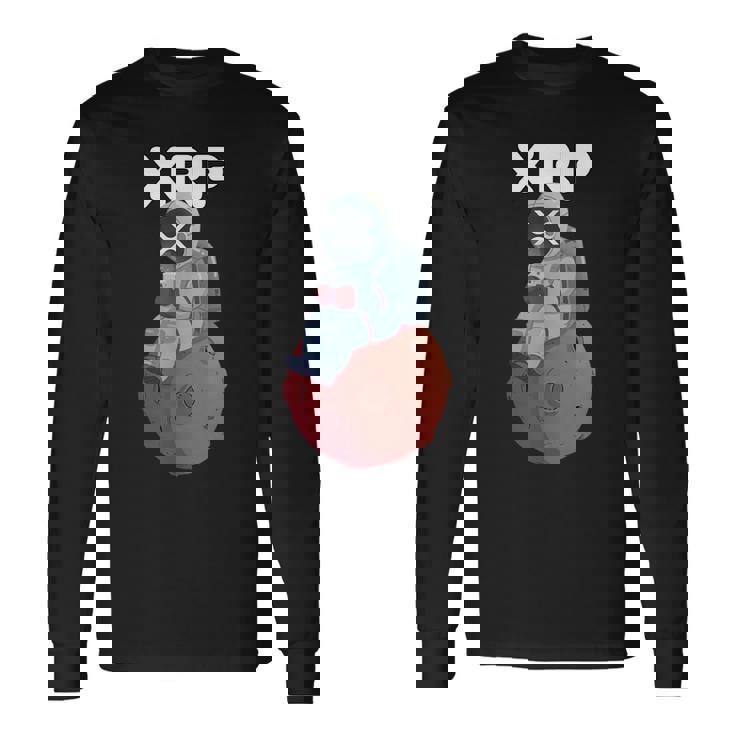 Xrpかわいい月の男暗号通貨電話トレーダー 長袖Tシャツ