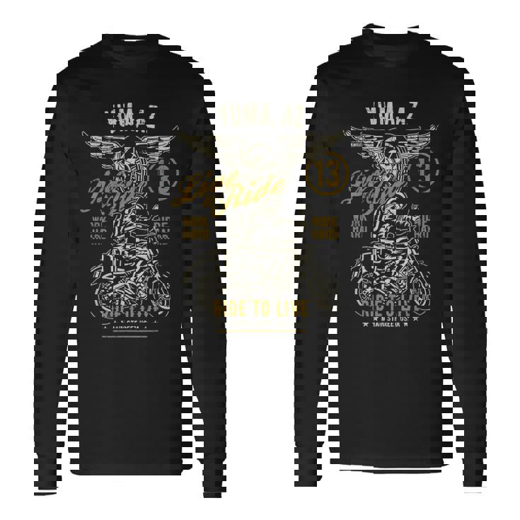 Yuma Az Usa アンティーク調スタイル オートバイデザイン 長袖Tシャツ