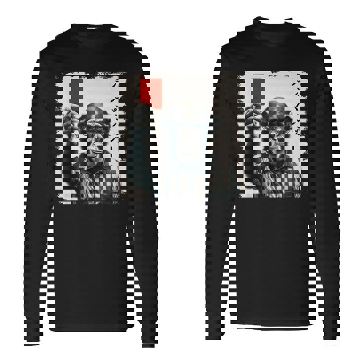 「シンパンジー」審判 シンパン チンパンジー レッドカード 猿 サル スポーツ サッカー 日本語 カタカナ かっこいい 長袖Tシャツ