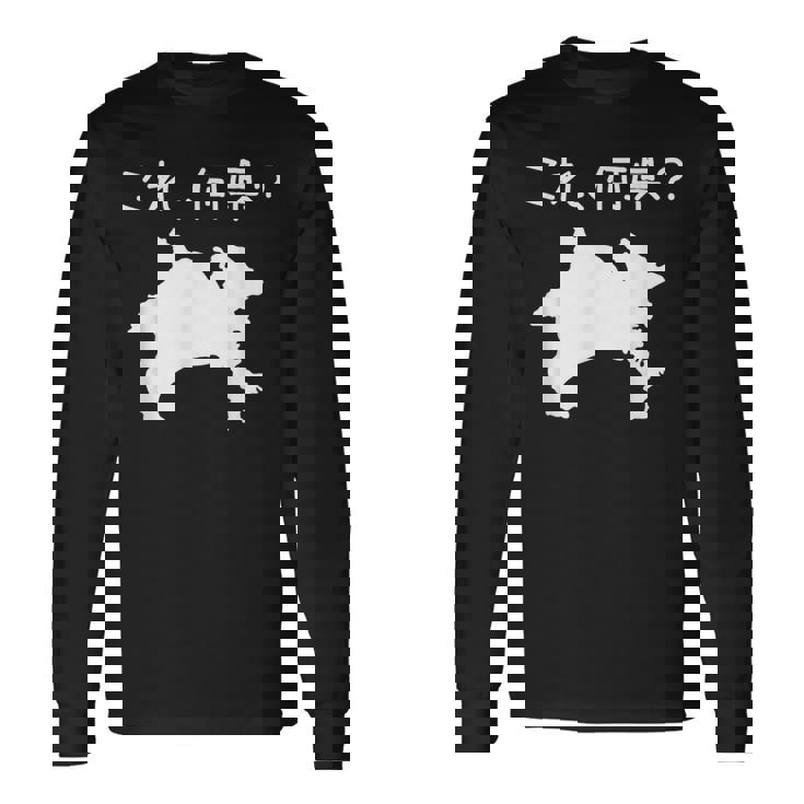 【これ、何県？】神奈川県 都道府県 クイズ 小学生 遊び心 パズル 地図 シルエット 地理 先生 おもしろ 面白い ネタ 長袖Tシャツ ギフトのアイデア