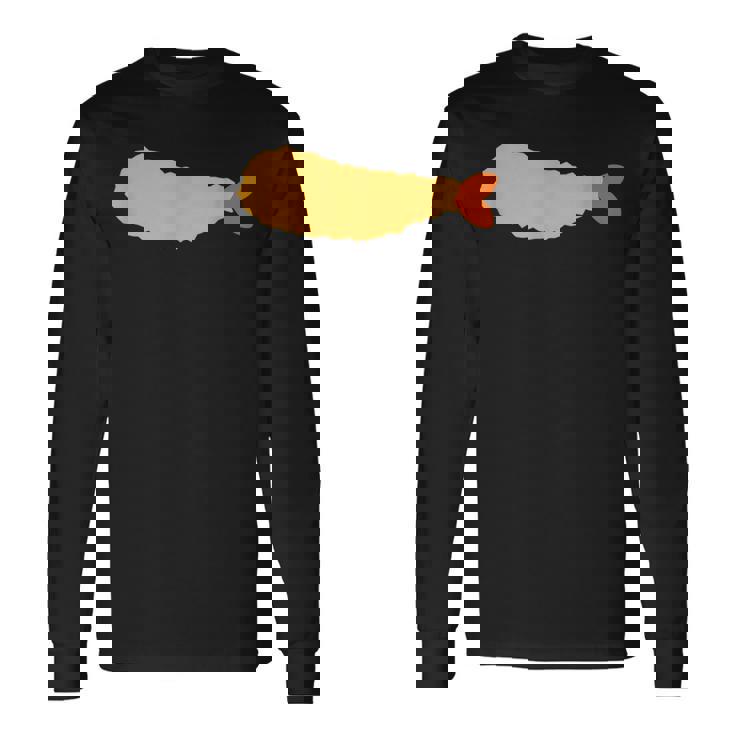 【エビフライ】えびふらい 海老 えび 蝦 エビ おもしろ 面白い シンプル イラスト おしゃれ 可愛い ネタ ウケ狙い 長袖Tシャツ