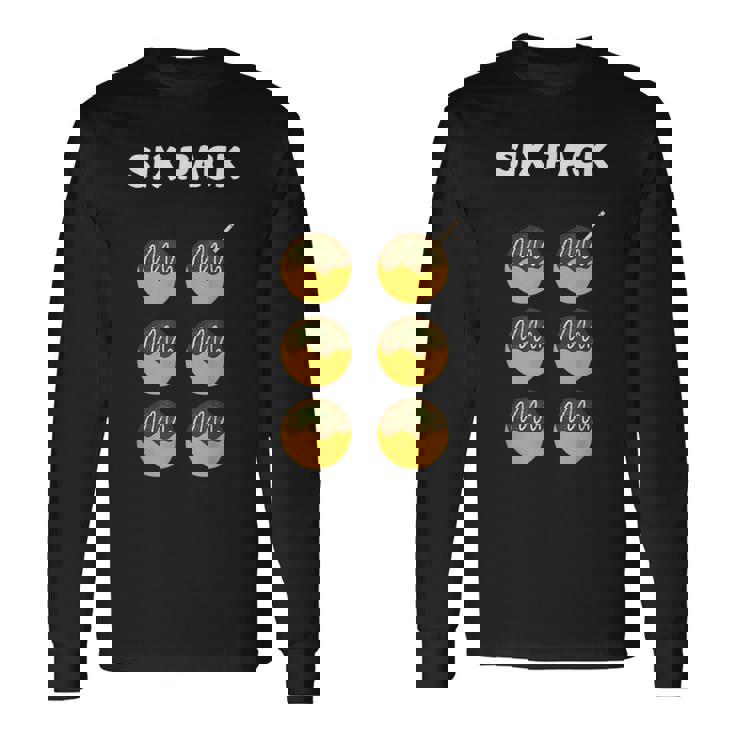 【シックスパック】腹筋 たこ焼き 面白い ジム用 トレーニングウェア ギャグ ウケ狙い 贈り物 ギフト 長袖Tシャツ ギフトのアイデア