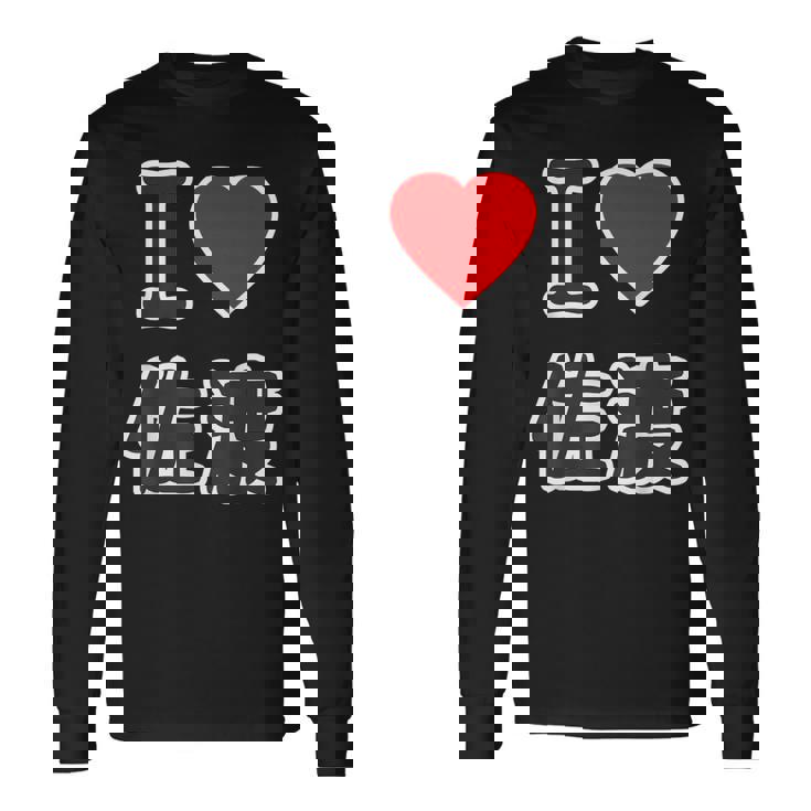 【両面プリント・表裏】アイラブ・佐渡（I Love ハート）佐渡ヶ島 Jimo-T ジモティ 地元愛 面白 長袖Tシャツ