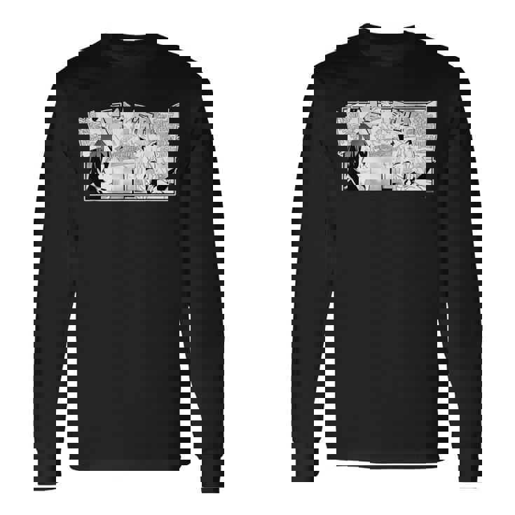 【白上フブキ】『ヤマト神想怪異譚』漫画コマtシャツ（本人セレクト 英語）黒 長袖Tシャツ