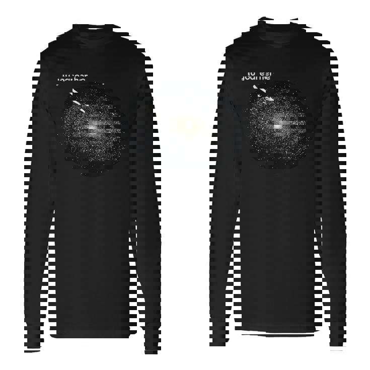 あなたはここにいます私は天文学ギャラクシー月面着陸惑星 長袖Tシャツ