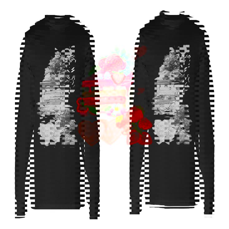 いちご ショートケーキ スイーツ デザート かわいい 春 お菓子、おしゃれ、パティシエ、ハート、カジュアル 長袖Tシャツ ギフトのアイデア