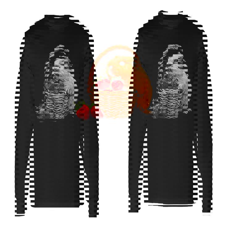 いちご モルモット いちご 野生動物 かわいい モルモット 長袖Tシャツ