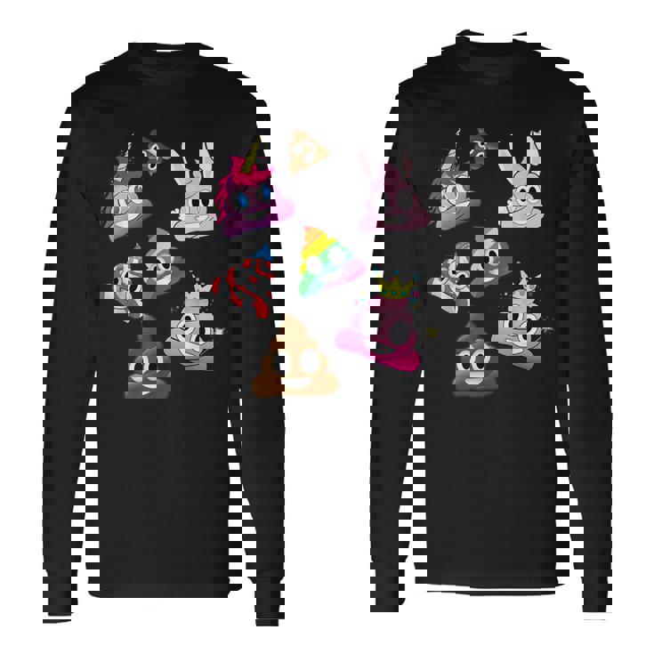 うんこマーク愚かな楽しいワッキーユニコーンバニープリンセスレインボー 長袖Tシャツ