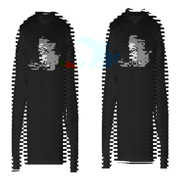 うシャぎ サメウサギ おもしろ 変な 長袖Tシャツ