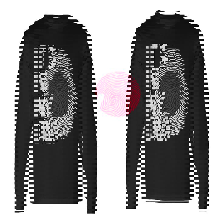 おかしな It's In My Dna 日本国旗 指紋 長袖Tシャツ