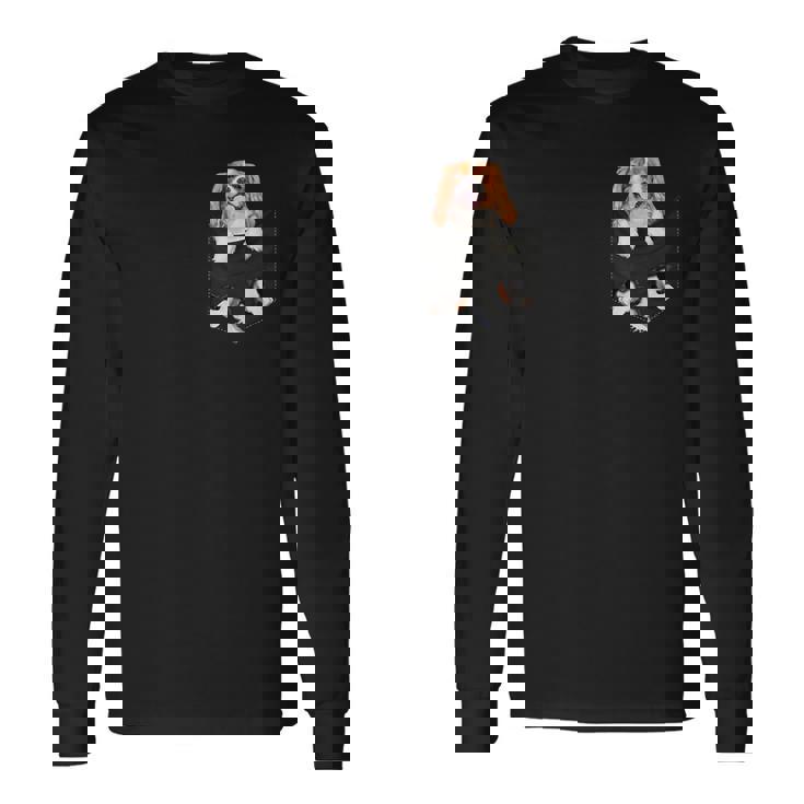 おかしなキャバリア王チャールズ・スパニエルがあなたのポケットに。 長袖Tシャツ