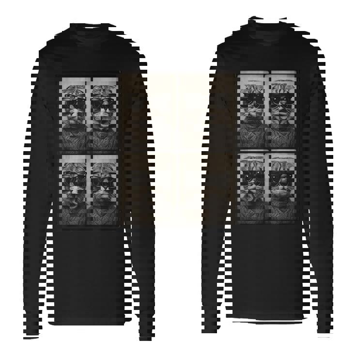 おしゃれメガネのスコティッシュフォールド 長袖Tシャツ