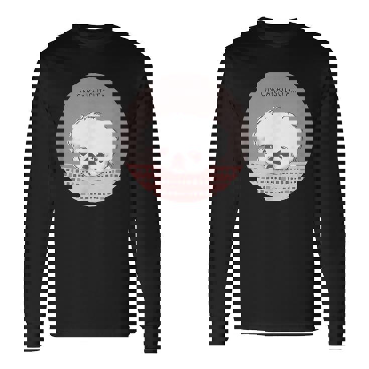 おなかすいた 犬 ワンコ 愛犬 ペキニーズ もふもふ うるうる かわいい 腹ペコ おねだり メンズ レディース キ 長袖Tシャツ