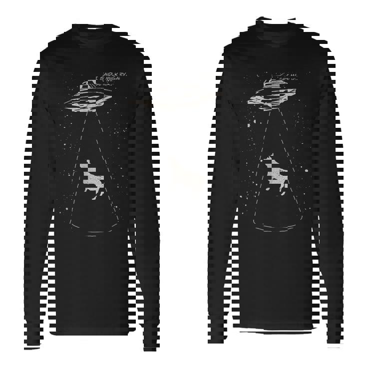 おもしろい エイリアン 牛 誘拐 ゲットミルク Ufo フライングソーサー 長袖Tシャツ