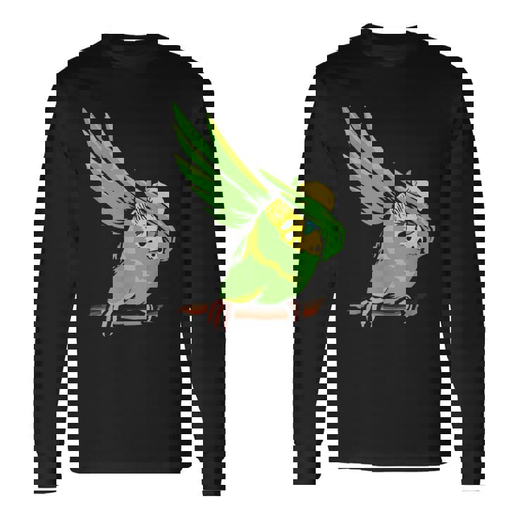 おもしろインコ セキセイインコ ペット オウム 動物 愛 長袖Tシャツ