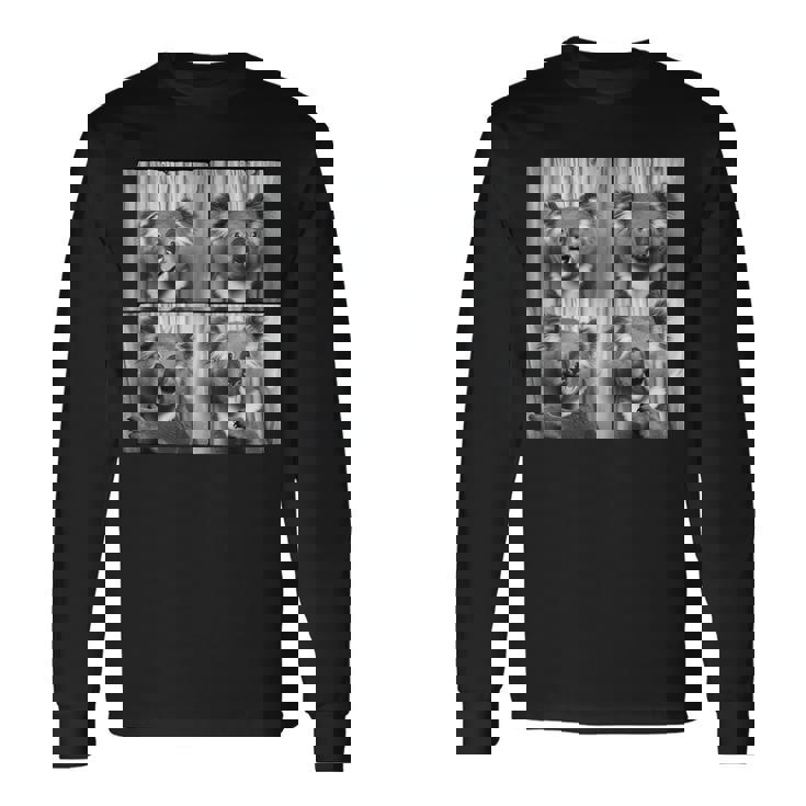 おもしろコアラ顔笑いコアラ動物写真かわいいコアラ 長袖Tシャツ ギフトのアイデア