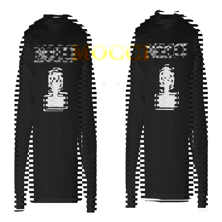 おもち Mocci 餅『おやつ ポップ』ブランド ロゴ パロディ お菓子 おやつ 面白い かわいい 長袖Tシャツ