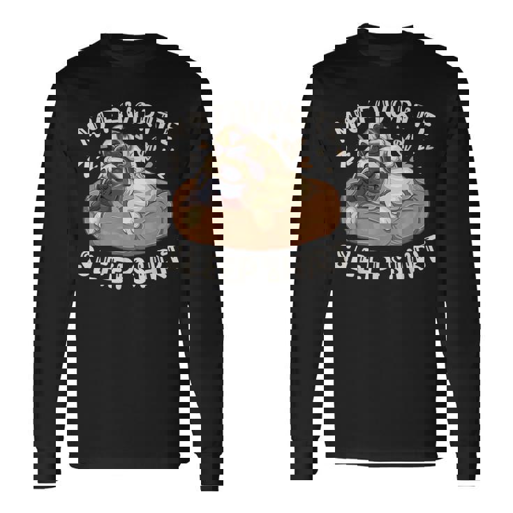 お気に入りのスリープ シャツ、パグ犬と子犬 長袖Tシャツ