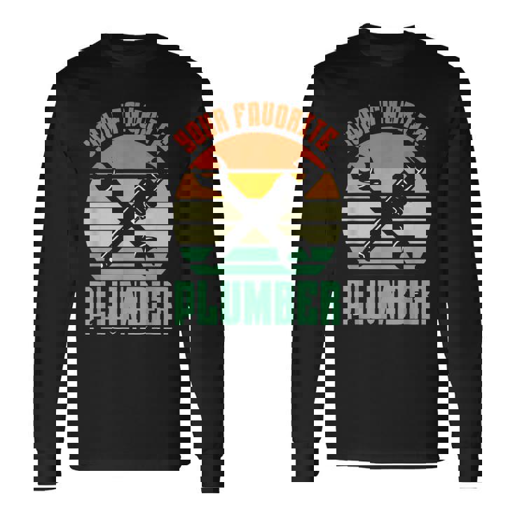 お気に入りの水道屋さん パイプフィッター パイプ 配管工事 配管工 長袖Tシャツ