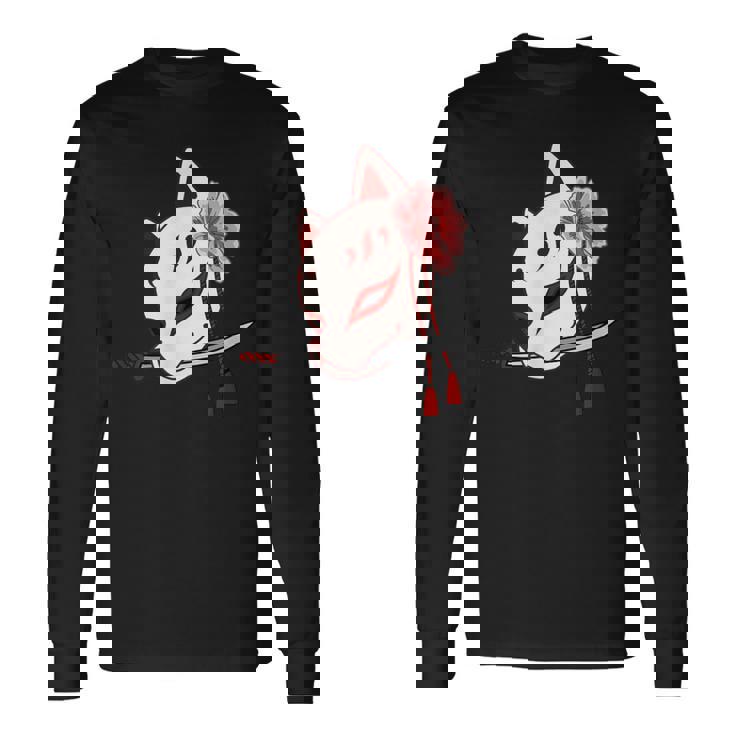 かたな付きキツネマスク 長袖Tシャツ