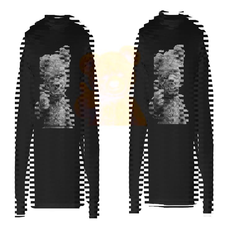 かっこいいテディベア 親指付き 長袖Tシャツ ギフトのアイデア