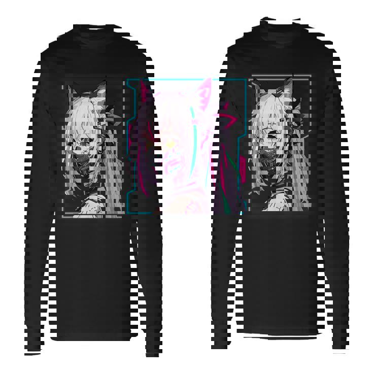 かわいい 日本の漫画 アニメ 美学 サイバーパンク テックウェア 長袖Tシャツ