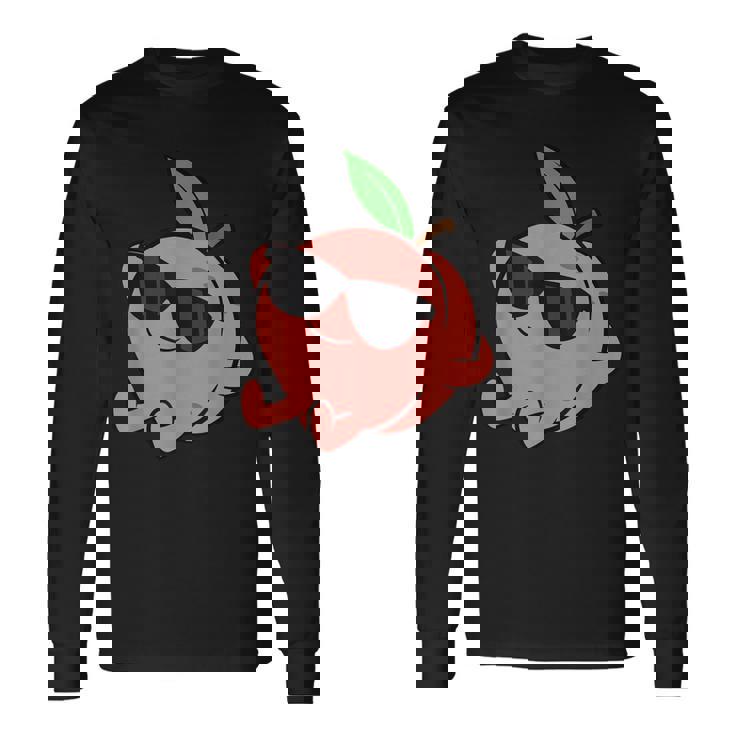 かわいい 桃 フルーツ リラックス のんびりピーチ 長袖Tシャツ