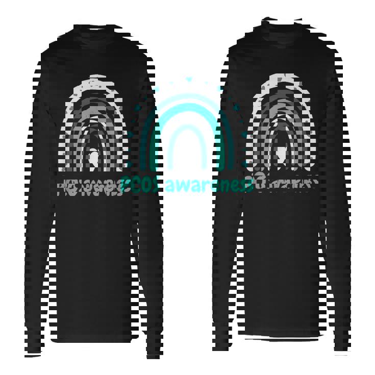 かわいいpcos啓発ボヘミアンレインボーpcosサポート。 長袖Tシャツ