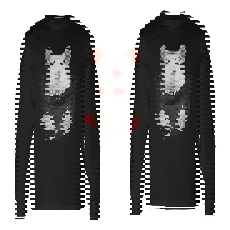 かわいいねずみポケットネズミ好き 長袖Tシャツ